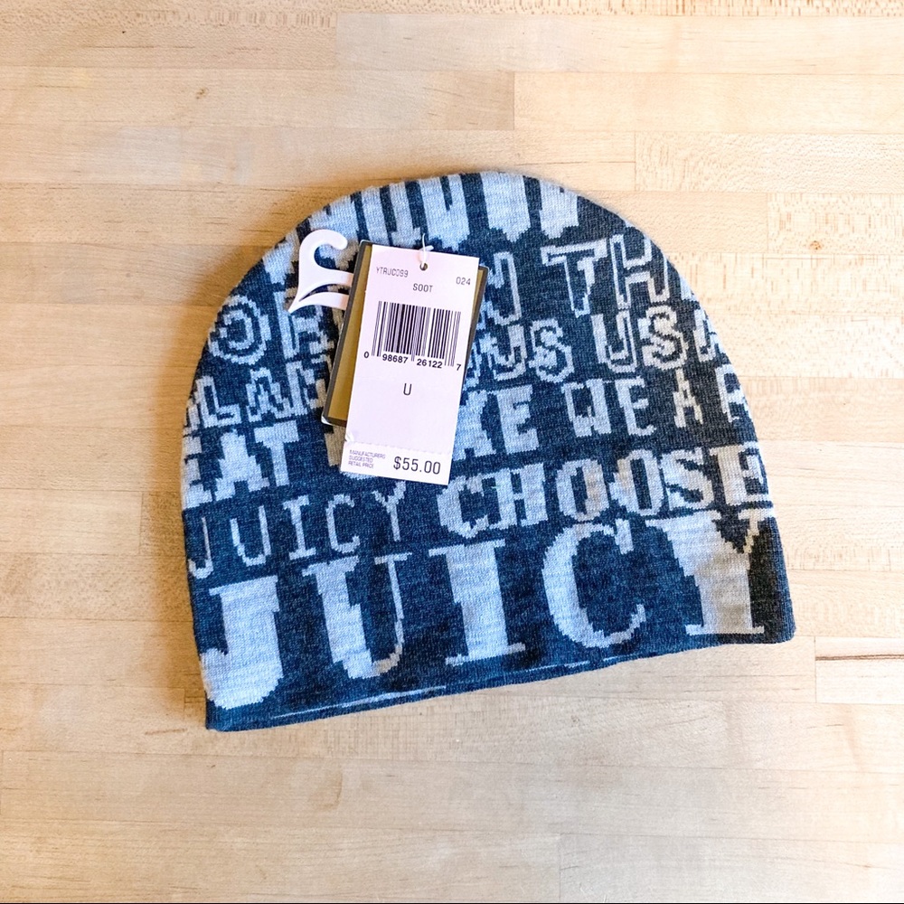 NWT Juicy Couture Eat The Cake Grey Beanie Winter Hat